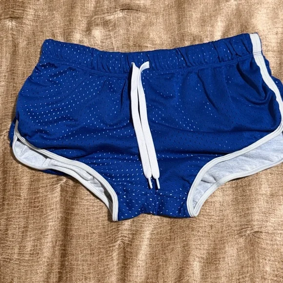 Jack Adams Air Mesh Track Shorts Blue White Trim Size L Athletic Runner - Picture 3 of 7